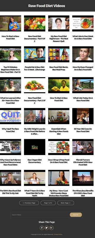 Product picture Raw Food Diet Instant Mobile Video Site